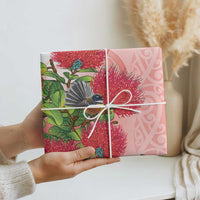 New Zealand Fantail Wrapping Paper Maori Koru With Pohutukawa Flowers LT05 - Polynesian Pride
