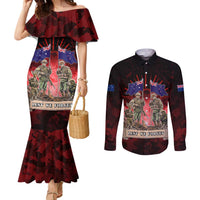 Australia And New Zealand ANZAC Day Couples Matching Mermaid Dress and Long Sleeve Button Shirt Soldiers Lest We Forget LT05 Red - Polynesian Pride