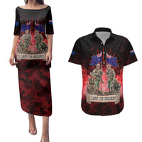 Australia And New Zealand ANZAC Day Couples Matching Puletasi and Hawaiian Shirt Soldiers Lest We Forget LT05 Red - Polynesian Pride