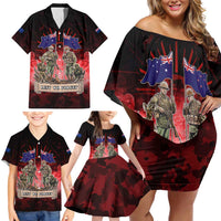 Australia And New Zealand ANZAC Day Family Matching Off Shoulder Short Dress and Hawaiian Shirt Soldiers Lest We Forget LT05 - Polynesian Pride