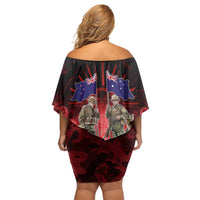 Australia And New Zealand ANZAC Day Family Matching Off Shoulder Short Dress and Hawaiian Shirt Soldiers Lest We Forget LT05 - Polynesian Pride