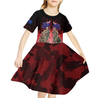 Australia And New Zealand ANZAC Day Kid Short Sleeve Dress Soldiers Lest We Forget LT05 - Polynesian Pride