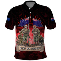 Australia and New Zealand ANZAC Day Polo Shirt - Soldiers Lest We Forget LT05 Red - Polynesian Pride