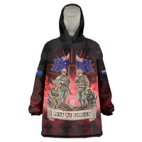 Australia And New Zealand ANZAC Day Wearable Blanket Hoodie Soldiers Lest We Forget LT05 One Size Red - Polynesian Pride