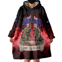 Australia And New Zealand ANZAC Day Wearable Blanket Hoodie Soldiers Lest We Forget LT05 - Polynesian Pride