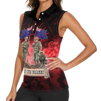 Australia And New Zealand ANZAC Day Women Sleeveless Polo Shirt Soldiers Lest We Forget LT05 - Polynesian Pride