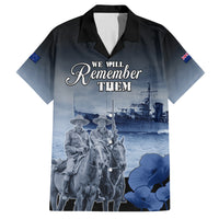 New Zealand ANZAC Day Family Matching Off Shoulder Short Dress and Hawaiian Shirt HMNZS Achilles We Will Remember Them LT05 Dad's Shirt - Short Sleeve Blue - Polynesian Pride