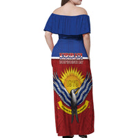 Kiribati 45th Independence Day Family Matching Off Shoulder Maxi Dress and Hawaiian Shirt Lesser Frigatebird Tribal Pattern LT05 - Polynesian Pride