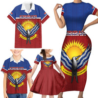 Kiribati 45th Independence Day Family Matching Short Sleeve Bodycon Dress and Hawaiian Shirt Lesser Frigatebird Tribal Pattern LT05 - Polynesian Pride