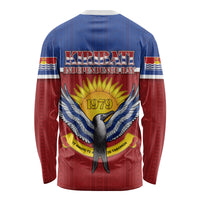 Kiribati 45th Independence Day Long Sleeve Shirt Lesser Frigatebird Tribal Pattern