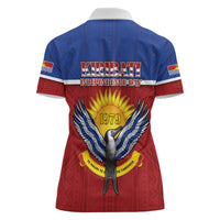 Kiribati 45th Independence Day Women Polo Shirt Lesser Frigatebird Tribal Pattern