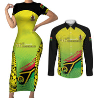 Vanuatu 45th Independence Couples Matching Short Sleeve Bodycon Dress and Long Sleeve Button Shirt Special Style - Polynesian Pride