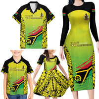 Vanuatu 45th Independence Family Matching Long Sleeve Bodycon Dress and Hawaiian Shirt Special Style LT05 - Polynesian Pride