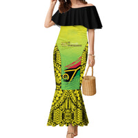 Vanuatu 45th Independence Family Matching Mermaid Dress and Hawaiian Shirt Special Style LT05 Mom's Dress Yellow - Polynesian Pride