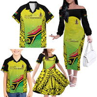 Vanuatu 45th Independence Family Matching Off The Shoulder Long Sleeve Dress and Hawaiian Shirt Special Style LT05 - Polynesian Pride