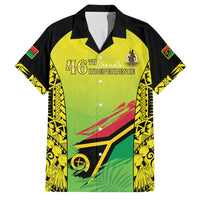 Vanuatu 45th Independence Family Matching Off The Shoulder Long Sleeve Dress and Hawaiian Shirt Special Style LT05 Dad's Shirt - Short Sleeve Yellow - Polynesian Pride