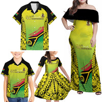 Vanuatu 45th Independence Family Matching Off Shoulder Maxi Dress and Hawaiian Shirt Special Style LT05 - Polynesian Pride