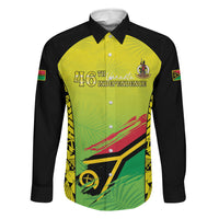 Vanuatu 45th Independence Family Matching Off Shoulder Short Dress and Hawaiian Shirt Special Style LT05 Dad's Shirt - Long Sleeve Yellow - Polynesian Pride