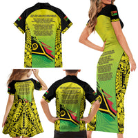 Vanuatu 45th Independence Family Matching Short Sleeve Bodycon Dress and Hawaiian Shirt Special Style LT05 - Polynesian Pride