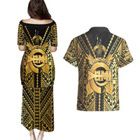 Vanuatu 45th Anniversary Of Independence Couples Matching Puletasi and Hawaiian Shirt Gold Style LT05 - Polynesian Pride