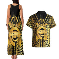 Vanuatu 45th Anniversary Of Independence Couples Matching Tank Maxi Dress and Hawaiian Shirt Gold Style LT05 - Polynesian Pride