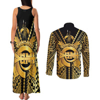 Vanuatu 45th Anniversary Of Independence Couples Matching Tank Maxi Dress and Long Sleeve Button Shirt Gold Style LT05 - Polynesian Pride