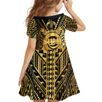 Vanuatu 45th Anniversary Of Independence Family Matching Long Sleeve Bodycon Dress and Hawaiian Shirt Gold Style LT05 - Polynesian Pride