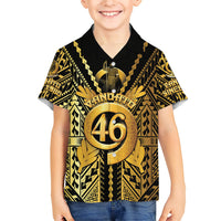 Vanuatu 45th Anniversary Of Independence Family Matching Long Sleeve Bodycon Dress and Hawaiian Shirt Gold Style LT05 Son's Shirt Gold - Polynesian Pride