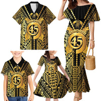 Vanuatu 45th Anniversary Of Independence Family Matching Mermaid Dress and Hawaiian Shirt Gold Style LT05 - Polynesian Pride