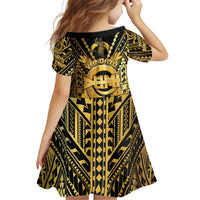 Vanuatu 45th Anniversary Of Independence Family Matching Off Shoulder Short Dress and Hawaiian Shirt Gold Style LT05 - Polynesian Pride