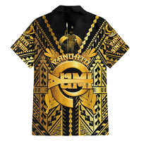 Vanuatu 45th Anniversary Of Independence Family Matching Off Shoulder Short Dress and Hawaiian Shirt Gold Style LT05 - Polynesian Pride