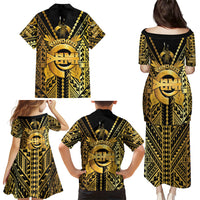 Vanuatu 45th Anniversary Of Independence Family Matching Puletasi and Hawaiian Shirt Gold Style LT05 - Polynesian Pride