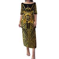 Vanuatu 45th Anniversary Of Independence Family Matching Puletasi and Hawaiian Shirt Gold Style LT05 Mom's Dress Gold - Polynesian Pride