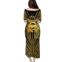 Vanuatu 45th Anniversary Of Independence Family Matching Puletasi and Hawaiian Shirt Gold Style LT05 - Polynesian Pride