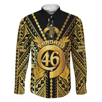 Vanuatu 45th Anniversary Of Independence Family Matching Short Sleeve Bodycon Dress and Hawaiian Shirt Gold Style LT05 Dad's Shirt - Long Sleeve Gold - Polynesian Pride