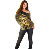 Vanuatu 45th Anniversary Of Independence Off Shoulder Sweater Gold Style - Polynesian Pride