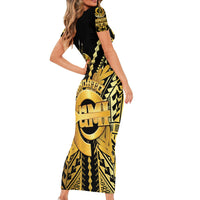 Vanuatu 45th Anniversary Of Independence Short Sleeve Bodycon Dress Gold Style - Polynesian Pride