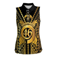 Vanuatu 45th Anniversary Of Independence Women Sleeveless Polo Shirt Gold Style LT05 Female Gold - Polynesian Pride