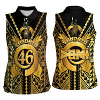 Vanuatu 45th Anniversary Of Independence Women Sleeveless Polo Shirt Gold Style LT05 - Polynesian Pride