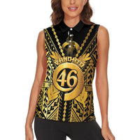 Vanuatu 45th Anniversary Of Independence Women Sleeveless Polo Shirt Gold Style LT05 - Polynesian Pride