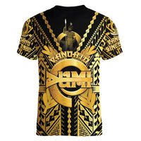 Vanuatu 45th Anniversary Of Independence Women V-Neck T-Shirt Gold Style - Polynesian Pride