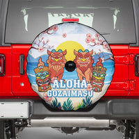 Hawaii And Japan Okinawa Spare Tire Cover Aloha Gozaimasu Tiki With Shisa LT05 - Polynesian Pride
