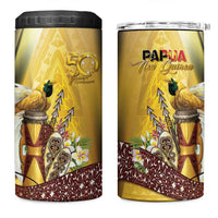 Papua New Guinea 4 in 1 Can Cooler Tumbler 50 Years Of Independence LT05 One Size: 16 oz Gold - Polynesian Pride