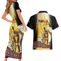 Papua New Guinea Couples Matching Short Sleeve Bodycon Dress and Hawaiian Shirt 50 Years Of Independence LT05 - Polynesian Pride