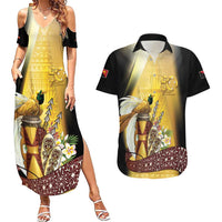 Papua New Guinea Couples Matching Summer Maxi Dress and Hawaiian Shirt 50 Years Of Independence LT05 Gold - Polynesian Pride