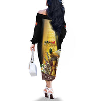 Papua New Guinea Family Matching Off The Shoulder Long Sleeve Dress and Hawaiian Shirt 50 Years Of Independence LT05 - Polynesian Pride