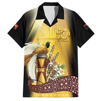 Papua New Guinea Family Matching Short Sleeve Bodycon Dress and Hawaiian Shirt 50 Years Of Independence LT05 Dad's Shirt - Short Sleeve Gold - Polynesian Pride