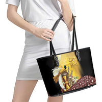 Papua New Guinea Leather Tote Bag 50 Years Of Independence - Polynesian Pride