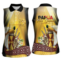 Papua New Guinea Women Sleeveless Polo Shirt 50 Years Of Independence LT05 - Polynesian Pride