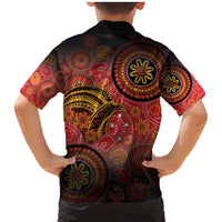 Papua New Guinea Family Matching Mermaid Dress and Hawaiian Shirt Birds Of Paradise With Aboriginal Pattern LT05 - Polynesian Pride